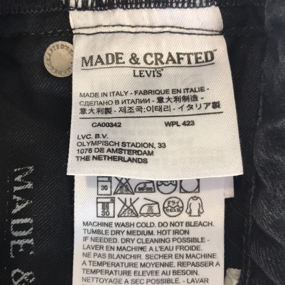 Levi’s Made & Crafted Sticks Slim Jeans in “Tar” Size 24x32 ITALY MADE NWT - Picture 6 of 12